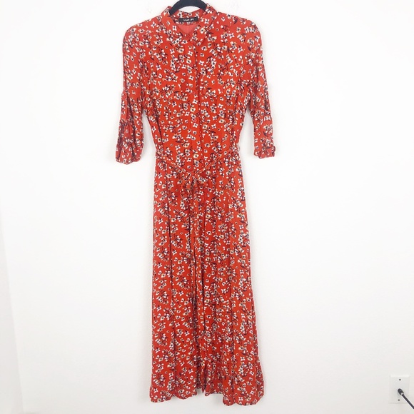 Sugarlips Dresses & Skirts - Sugar Lips Red Floral Button Down Maxi Dress Small
